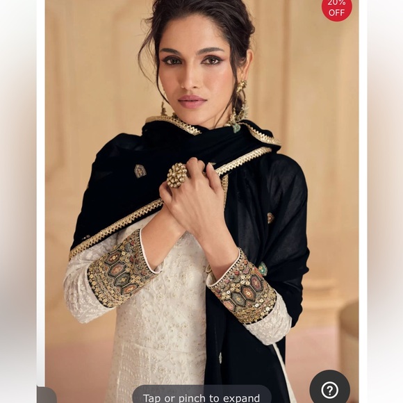 House of India Embroidered Georgette Salwar Kameez gown frock reception XL - Picture 2 of 4